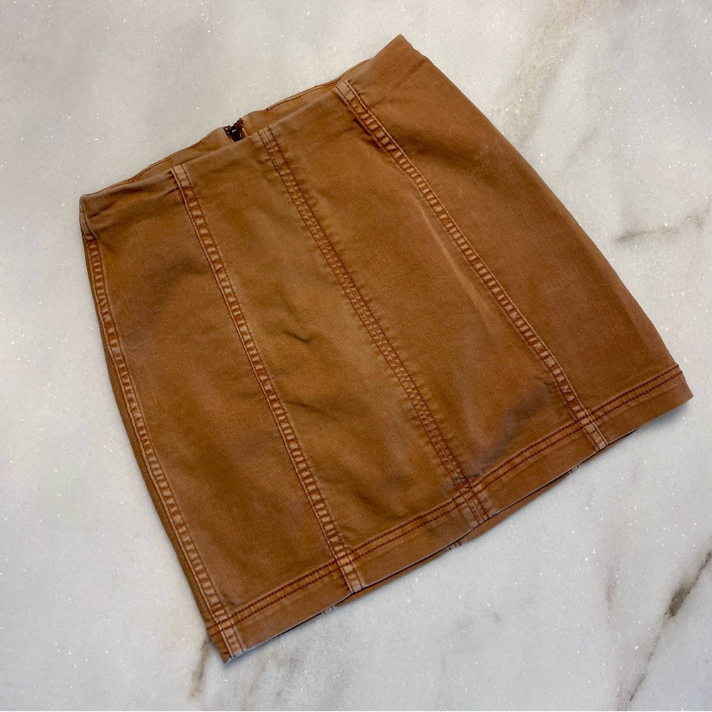 Free People Stretchy Denim Paneled Mini Skirt